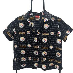 NFL For Her Pittsburgh Steelers Women's SM Button-Up Repeat Logo Sleep Shirt